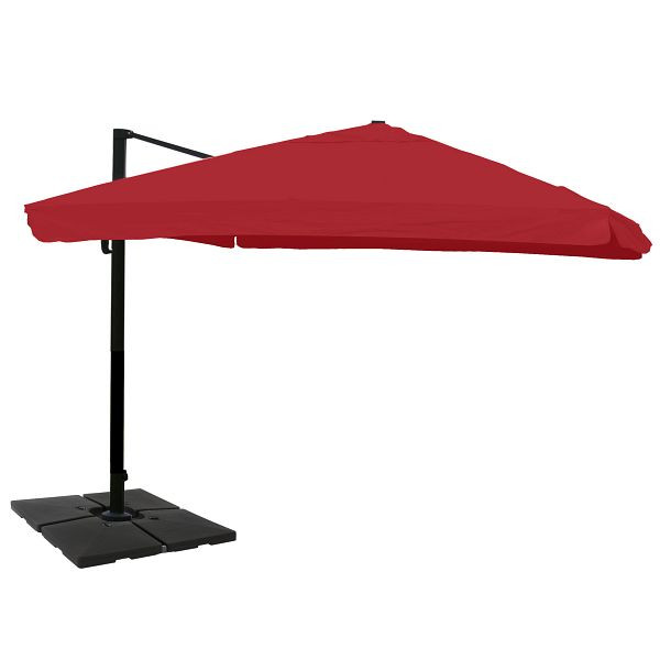 Mendler catering parapluie pour feu de circulation HWC-A96, 3,5x3,5m (Ø4,95m) polyester/aluminium 25kg, rabat, bordeaux avec support, rotatif, 134322+35661+122472