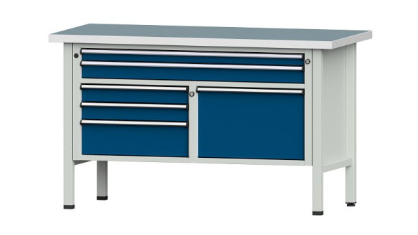 Établis ANKE Établi en caisson, modèle 257 V, 1500 x 700 x 890 mm, RAL 7035/5010, UBP 40 mm, 304.121