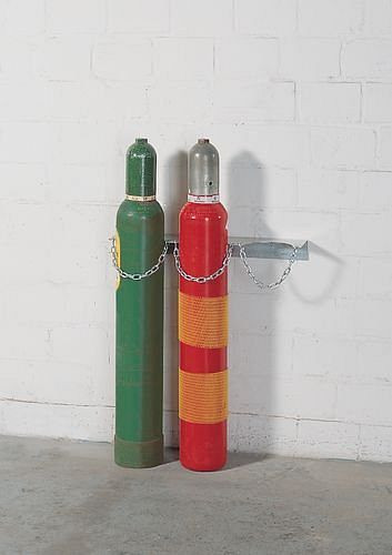 Support mural pour bouteille de gaz DENIOS WH 140-S, acier galvanisé, pour 3 bouteilles (Ø 140 mm), 136-481
