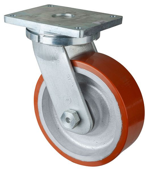 Roues BS Roulette robuste, largeur de roue 100 mm, Ø roue 300 mm, capacité de charge 2800 kg, polyuréthane coulé 95 Shore A, corps de roue en fonte, roulements à billes, RR100.C10.302