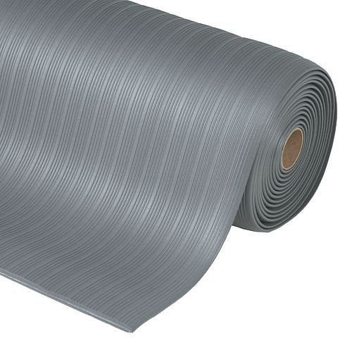 Sol anti-fatigue DENIOS S 9.K, largeur 0,9 m, vendu au mètre, gris avec rainures, 137-054