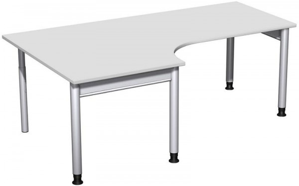 Bureau PC geramöbel gauche, réglable en hauteur, 2000x1200x680-820, gris clair/argent, N-657322-LS
