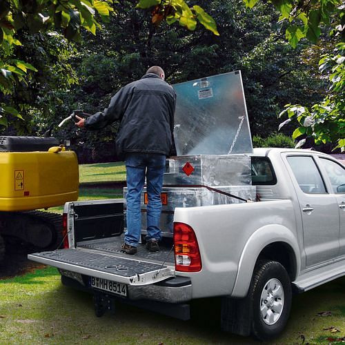 Station-service diesel mobile DENIOS MTA 450 en acier, pompe 12 V, volume 450 litres, 210-035
