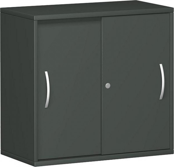 armoire à portes coulissantes geramöbel 1 étagère décorative, avec pieds réglables, verrouillable, 800x425x720, graphite/graphite, N-10S7208-GG