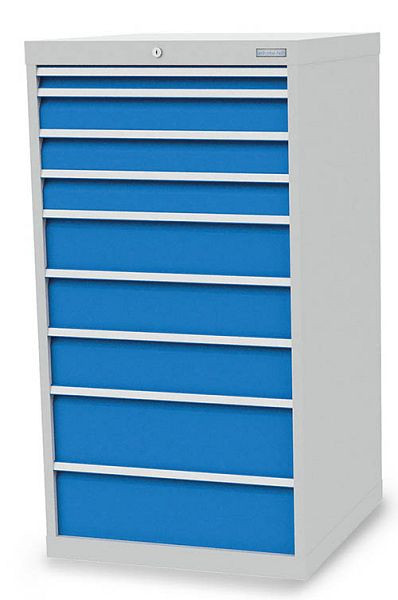 Armoire à tiroirs Bedrunka+Hirth, profondeur 736 mm, R 24-24, 705 x 736 x 1319 mm, hauteur de panneau en mm : 1x50, 3x100, 3x150, 2x200, 713/1332V10