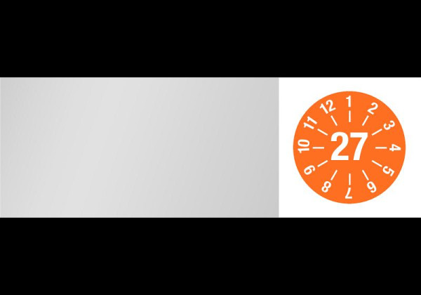 Badge de test de câble DENIOS "27", orange, feuille, 60 x 20 mm, UE : 80 pièces, 290-114