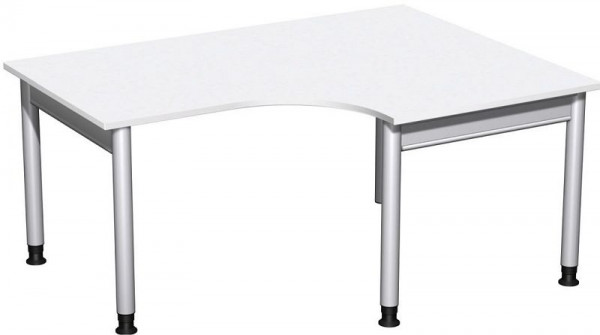 Bureau PC geramöbel droit, réglable en hauteur, 1600x1200x680-820, blanc/argent, N-657319-WS