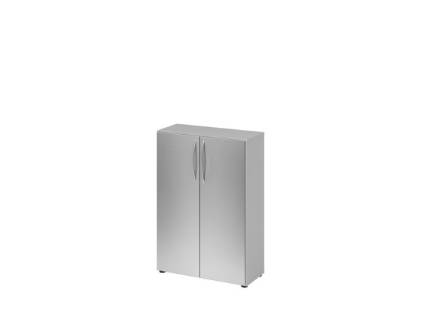 Armoire Hammerbacher 4550 BM, 3 OH, couleur du corps : gris / couleur de la façade : argent, 80 x 34,6 x 114,4 cm (LxPxH), poignée courbée BM, V4550/5/S/BM
