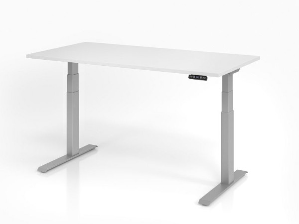 Bureau Hammerbacher XDKB16, 160 x 80 cm, plateau : blanc, épaisseur 25 mm, chant épais en ABS, forme rectangulaire, VXDKB16/W/S
