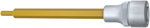 Douille tournevis Hazet, carré creux 12,5 mm, profil six pans creux, 4 mm, version extra longue avec moletage, 986SL-4
