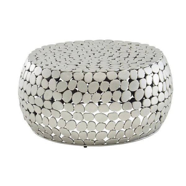 Wohnling Table basse en métal argenté 66x66x32 cm Table de canapé design en aluminium Table de salon ronde Petite table basse moderne WL6.691