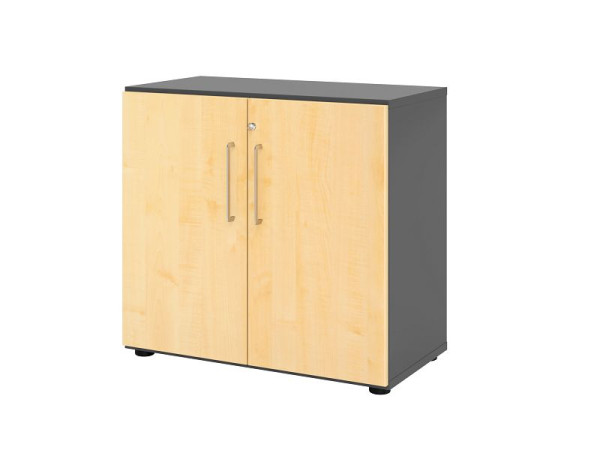 Armoire Hammerbacher 928T2, 2 OH, corps : graphite / façade : érable, 80x41,7x74,8 cm, angle d'ouverture 110°, serrure arrière, V928T2/G/3/BS