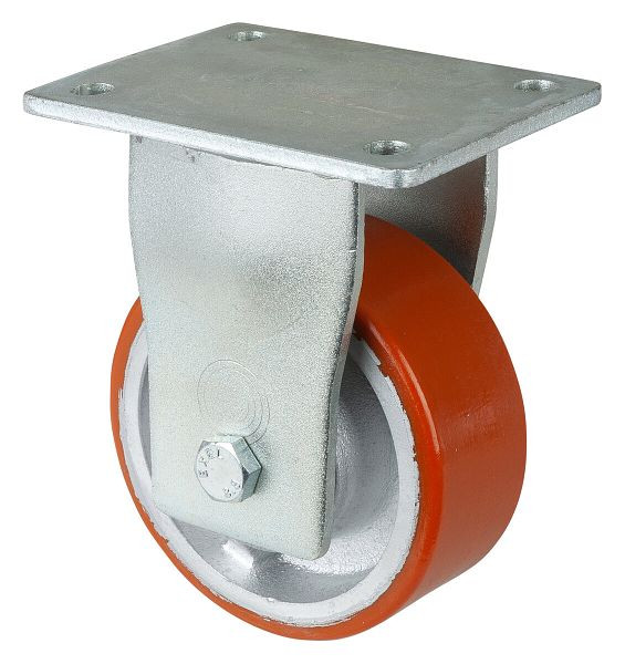 Roues BS Roulette robuste, roulette fixe, largeur de roue 50 mm, Ø roue 125 mm, capacité de charge 550 kg, polyuréthane coulé 95 Shore A, fonte, roulement à billes, RR110.C10.125