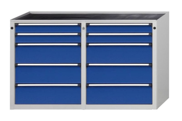 Armoire latérale ANKE 1280x650mm; Hêtre plaque solide; A gauche 5 tiroirs 90, 90, 180, 180, 180 mm; A droite 5 tiroirs 90, 90, 180, 18