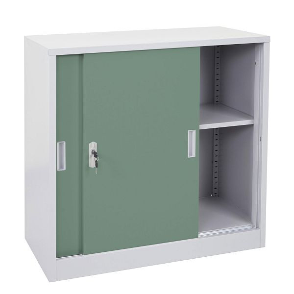Classeur Mendler Boston HWC-F41, armoire de bureau en acier, avec portes coulissantes verrouillables 90x90x45cm, vert, 69591