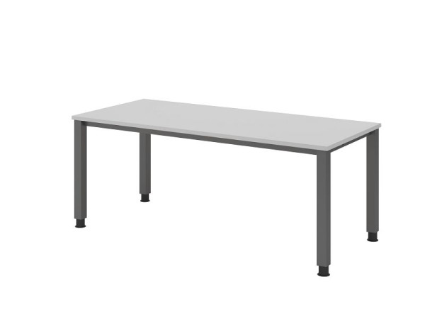 Bureau Hammerbacher QS19, 180 x 80 cm, plateau : gris, épaisseur 25 mm, structure à 4 pieds en graphite (similaire à RAL 7012), hauteur de travail 68-83,5 cm, VQS19/5/G