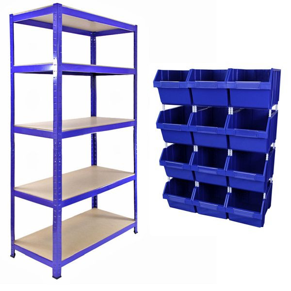 Monster Racking T-RAX Bleu 90 cm avec 12 x boîtes de rangement, 25706