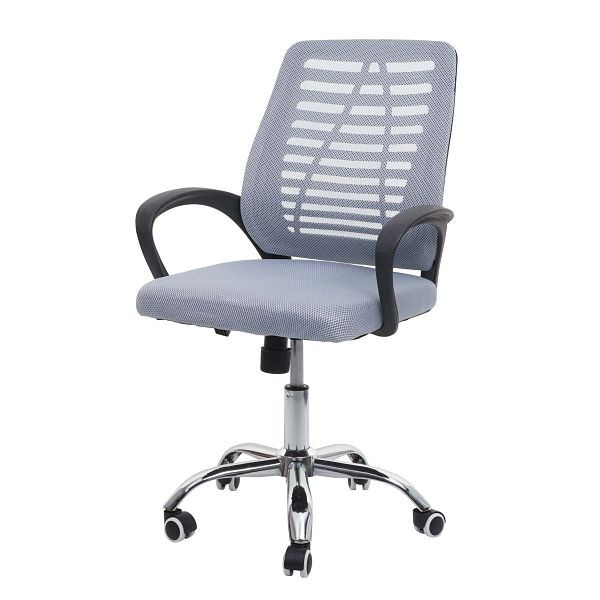 Chaise de bureau Mendler HWC-L44, chaise de bureau, chaise d'ordinateur, dossier ergonomique, revêtement en maille tissu/textile, gris, 99203