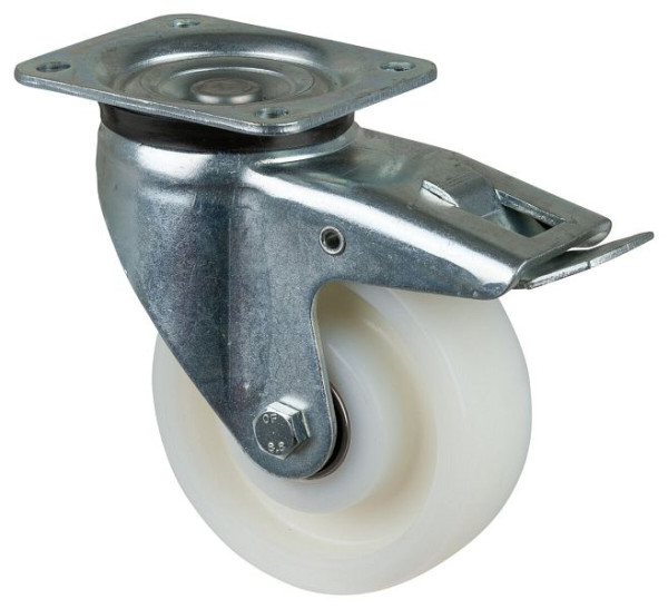 BS Rolls Roulette robuste avec frein, largeur 50 mm, Ø150 mm, jusqu'à 700 kg, bande de roulement/corps de roue plastique, roulement à billes, L620.B15.150