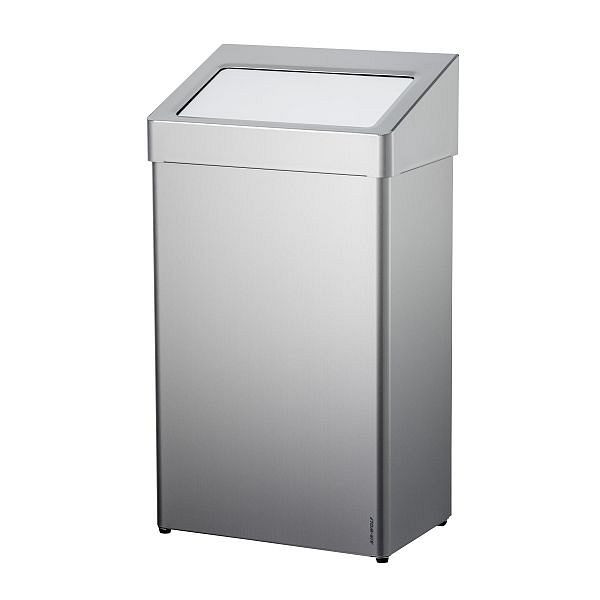 Poubelle avec couvercle Air Wolf, série Lobo, H x L x P : 726 x 400 x 258 mm, acier inoxydable revêtu, 40-607