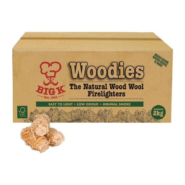 Boucles allume-feu en laine de bois naturelle Big K Woodies FSC 2kg, FJ729