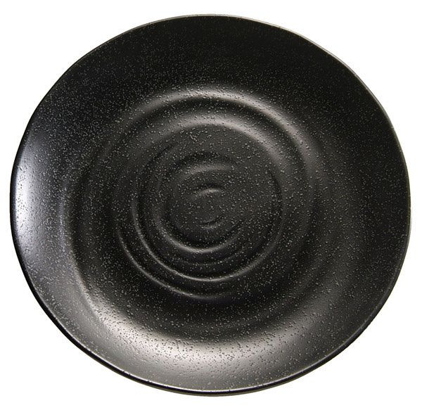 Plateau APS -ZEN-, Ø 28 cm, hauteur: 3 cm, mélamine, noir, aspect pierre, 83941