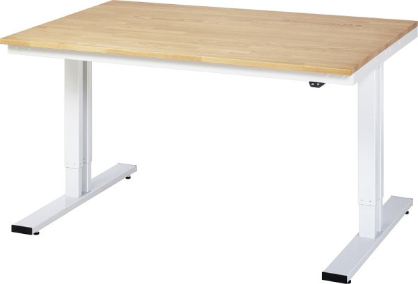 Table de travail RAU série adlatus 300 (réglable électriquement en hauteur), plateau en hêtre massif, 1500x720-1120x1000 mm, 08-WT-150-100-B