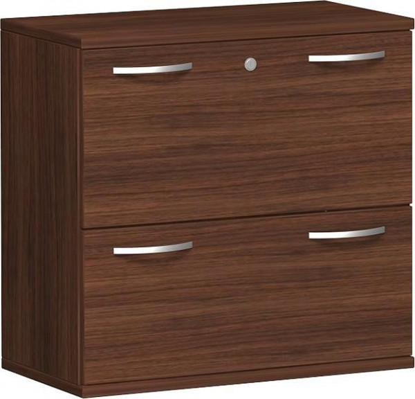 geramöbel classeur 2 dossiers suspendus avec verrouillage central et serrure de tiroir, verrouillable, 800x425x768, noyer/noyer, N-10HR208-NN