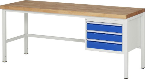 Etabli RAU série 8000 - modèle 8127, L2000 x P700 x H840-1040 mm, base système L1995 x P650 x H800-1000 mm, 03-8127A1-207B4H.11