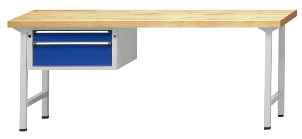Établi combiné ANKE; 2000x700 mm; RAL 7035/5010; Armoire inférieure gauche (V-BL) 660x615x330 mm, 2 tiroirs 90, 180 mm