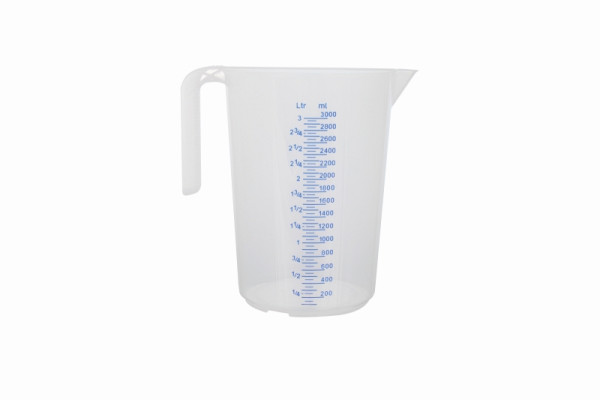 Verre doseur Schneider, 3,0 l, échelle en relief, écriture bleue, poignée ouverte, 206014