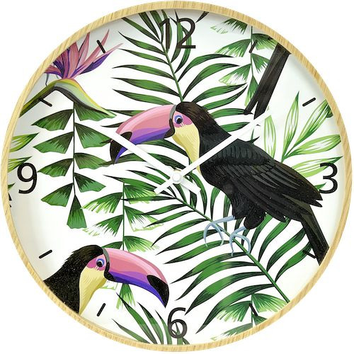 Horloge murale à quartz Technoline motif oiseau, matériau MDF, dimensions : Ø 33 cm, 774660-T