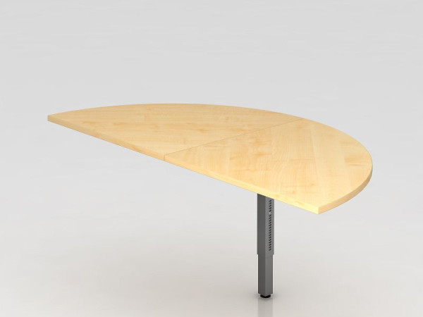Hammerbacher table d'extension 2x quart de cercle/socle carré érable/graphite, demi-cercle pour fixation sur un bureau, VRA160/3/G