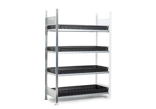 Rack pour matières dangereuses DENIOS GKW 1360 pro, 4 bacs PE, 1312 x 637 x 2000 mm, baie supplémentaire, 273-928