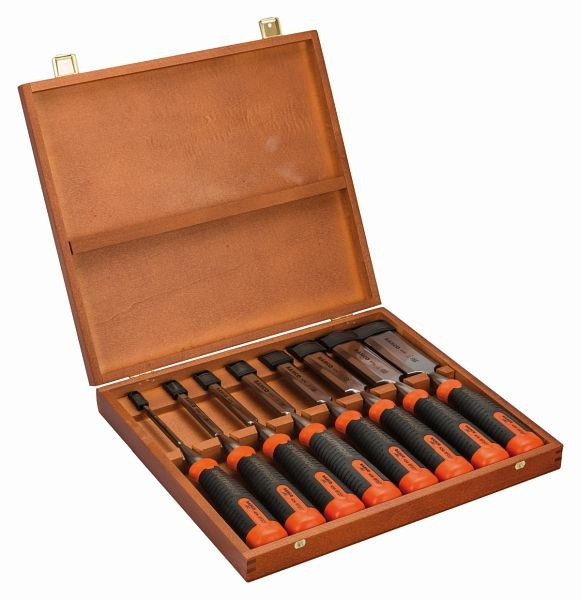 Jeu de burins Bahco, ergo, 6,10,12,16,18,25,32,38mm, dans coffret en bois, 434-S8-EUR