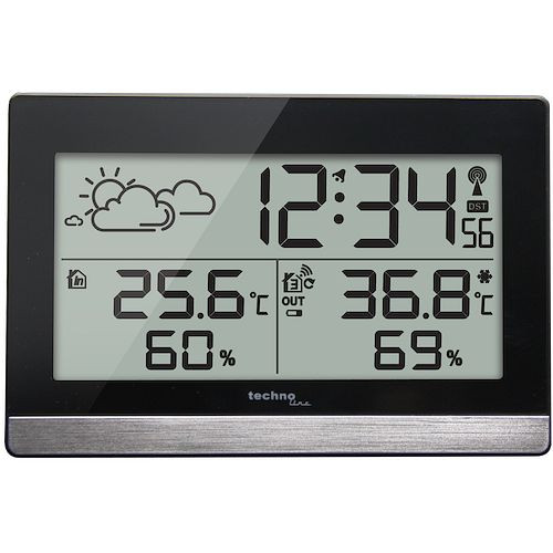 Station météo Technoline, radio-réveil DCF-77 avec possibilité de réglage manuel, dimensions : 144 x 96 x 38 mm, WS 9255