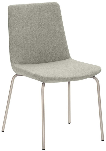Chaise Mayer Sitzmöbel , structure à 4 pieds, aspect acier inoxydable chromé brossé, hauteur d'assise 49 cm, gris chiné, 2008_V4_26654