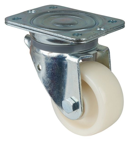 Roulette pour charges lourdes BS Rolls, largeur de roue 45 mm, Ø roue 100 mm, capacité de charge 500 kg, bande de roulement/corps de roue en plastique, roulement à rouleaux, N100.B10.102