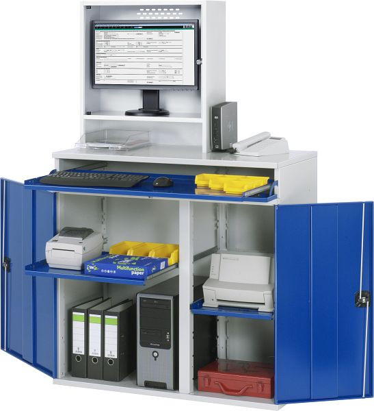 Armoire informatique RAU - modèle 65, L1100xP520xH1770mm, boîtier pour moniteur L650 x P250 x H710mm, support central pour diviser la largeur d'installation, 07-1100T-M65-MG2.11