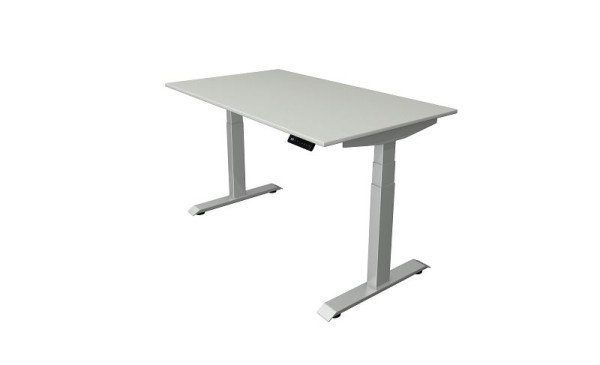 Table assis-debout Kerkmann L 1400 x P 800 mm, réglable en hauteur électriquement de 640 à 1290 mm, gris clair, 10041011