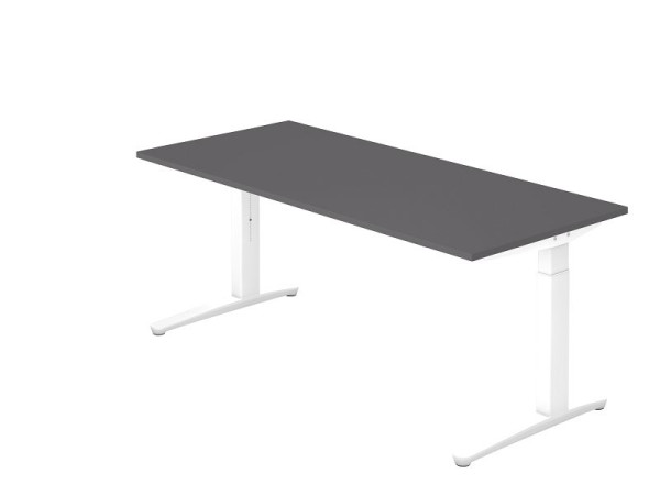 Bureau Hammerbacher base C 180x80cm graphite/blanc, forme rectangulaire, VXB19/G/WW