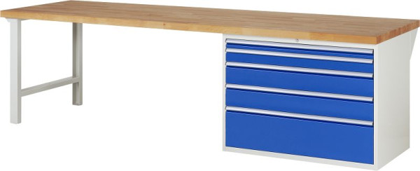 Etabli RAU série 7000 - conception modulaire, conteneur de sous-structure (5x tiroirs XXL), 3000x840x900 mm, 03-7711A1-309B4S.11