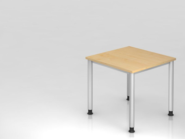 Bureau Hammerbacher 4 pieds rond 80x80cm érable/argent, forme rectangulaire, VHS08/3/S