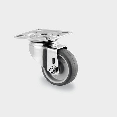 Roulette pivotante TENTE-ROLLEN, roue Ø 50 mm, capacité de charge 40 kg, hauteur 69 mm, A 85 Shore, montage sur platine, 7470PJO050P40