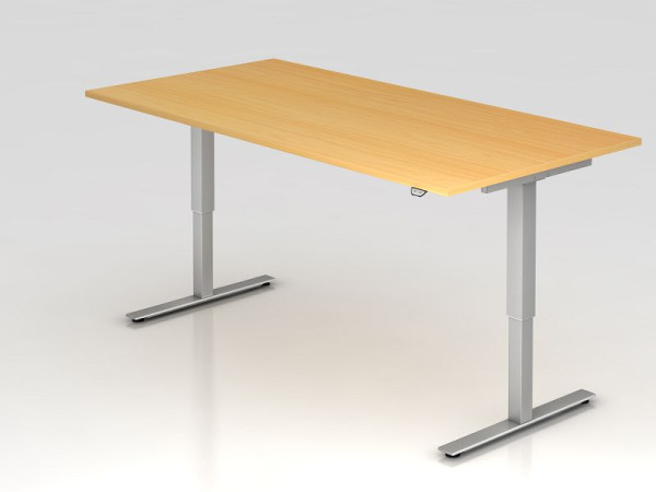Bureau assis-debout électrique Hammerbacher 200x100cm hêtre, hauteur de travail 72 - 119 cm, VXMST2E/6/S