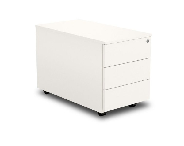 Conteneur roulant Kerkmann avec serrure centrale, frais, avec 3 tiroirs, L 430 x P 800 x H 540 mm, blanc, 12455710