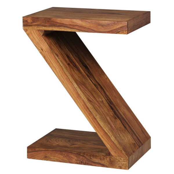 Wohnling table d'appoint MUMBAI bois massif Sheesham Z Cube 59cm haut design marron style maison de campagne, WL1.303
