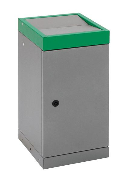 tri des déchets contondants ProTec-Plus, aluminium gris/6024, conteneur intérieur galvanisé, 30 litres, 607-030-0-2-624