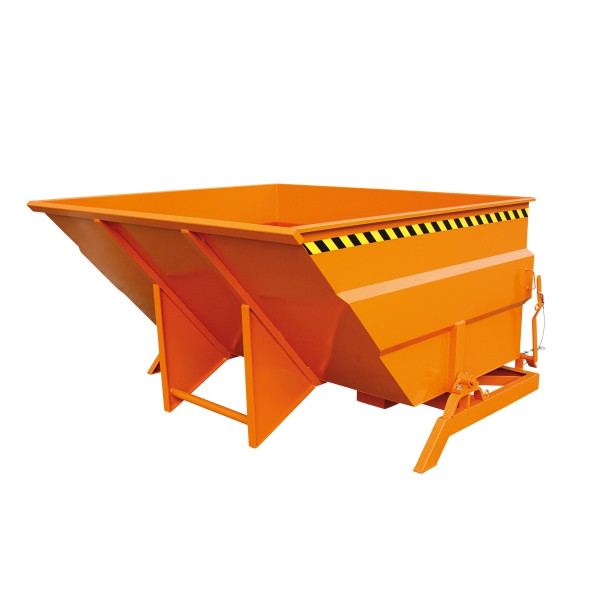 Conteneur basculant industriel Eichinger, extra large et solide, 2500 kg, 3000 litres, orange pur, 20241800000000