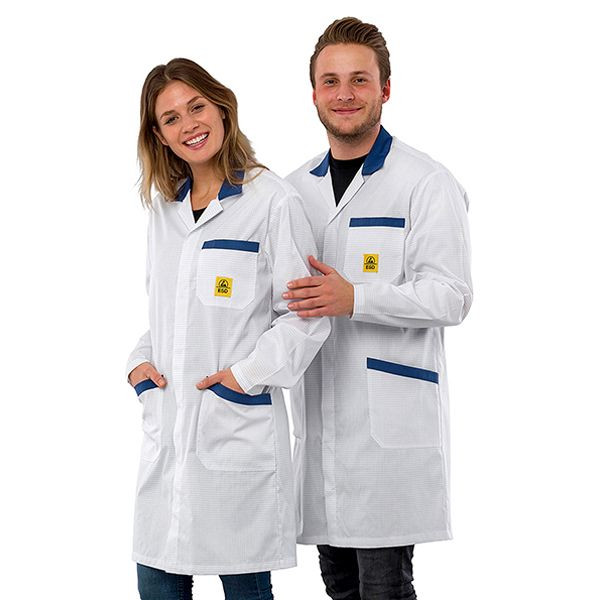 Blouse de travail SafeGuard ESD "Pro-Line", blanc/bleu, taille M, DSWL42414
